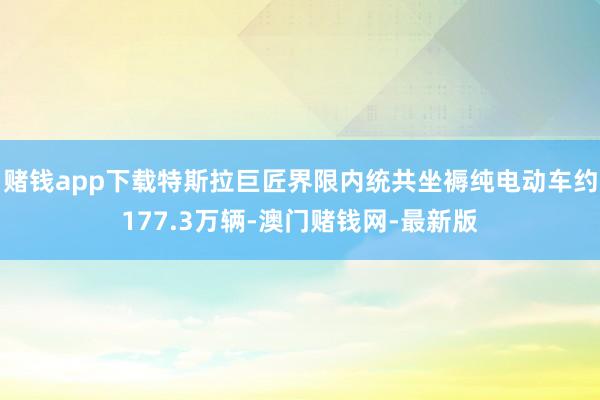 赌钱app下载特斯拉巨匠界限内统共坐褥纯电动车约177.3万辆-澳门赌钱网-最新版