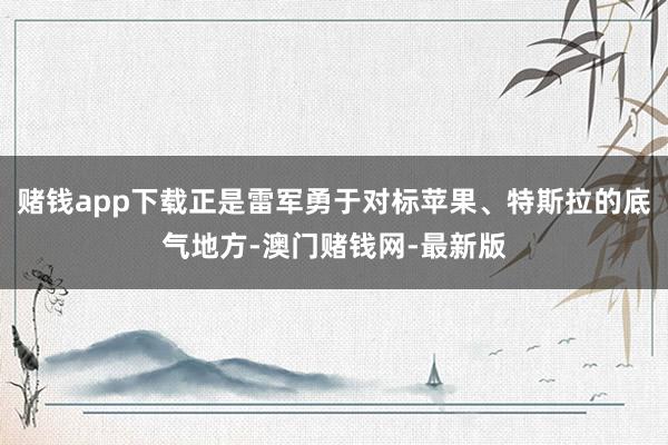 赌钱app下载正是雷军勇于对标苹果、特斯拉的底气地方-澳门赌钱网-最新版