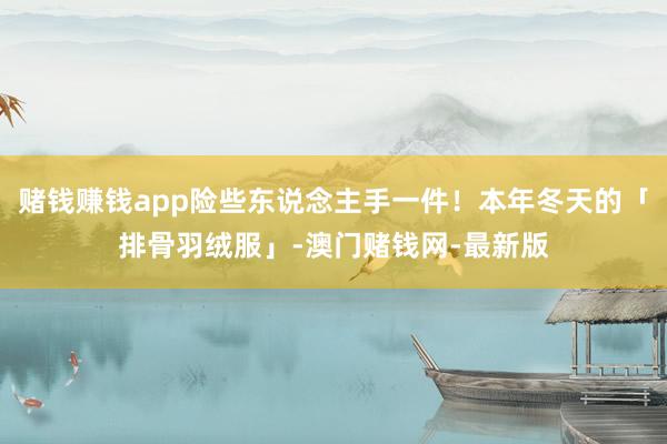 赌钱赚钱app险些东说念主手一件！本年冬天的「排骨羽绒服」-澳门赌钱网-最新版